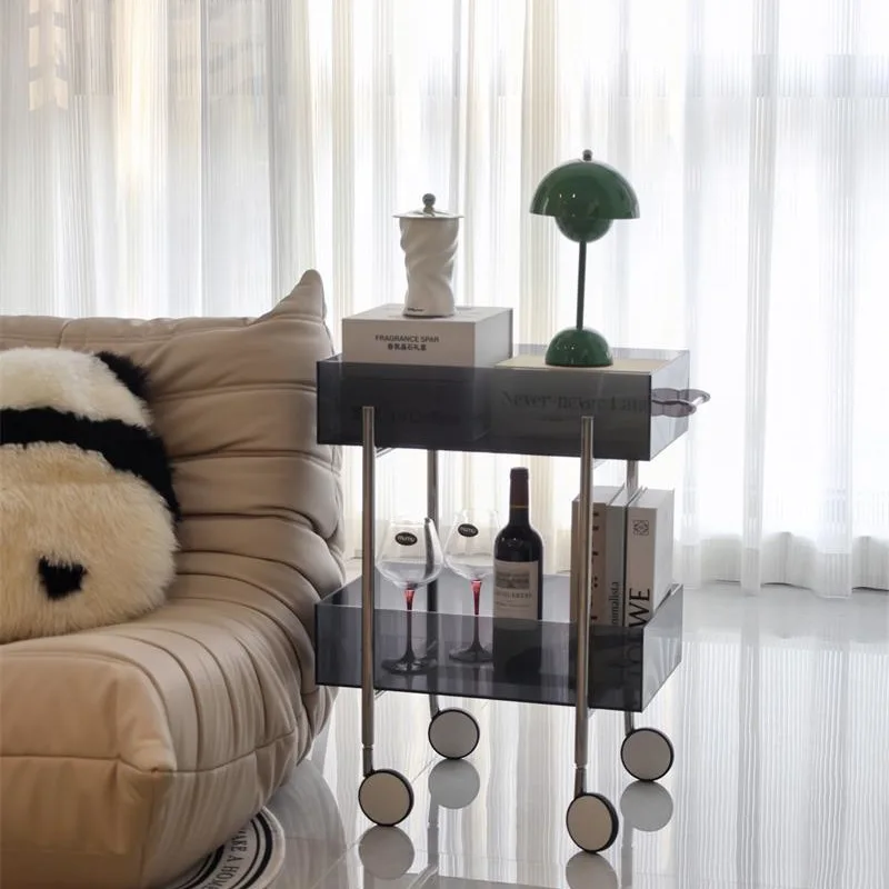 Acrylic trolley Multifunctional kitchen snacks Multi-layer rack cabinet Living room sofa corner