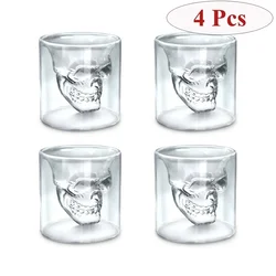 4 Pcs Skull Head Wine Glass Mug Crystal Beer Whiskey Shot Double Glass Cup Vodka Drinking Bar Club Beer Wine Glass Bottle