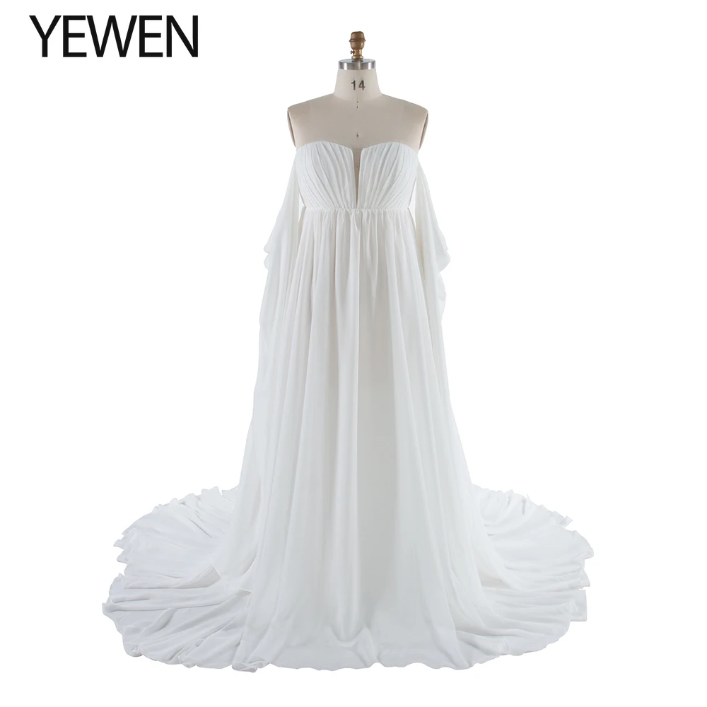 

Chiffon Maternity Evening Dress Photo Shoot Long Cape Sleeves Photography Dress YW231153
