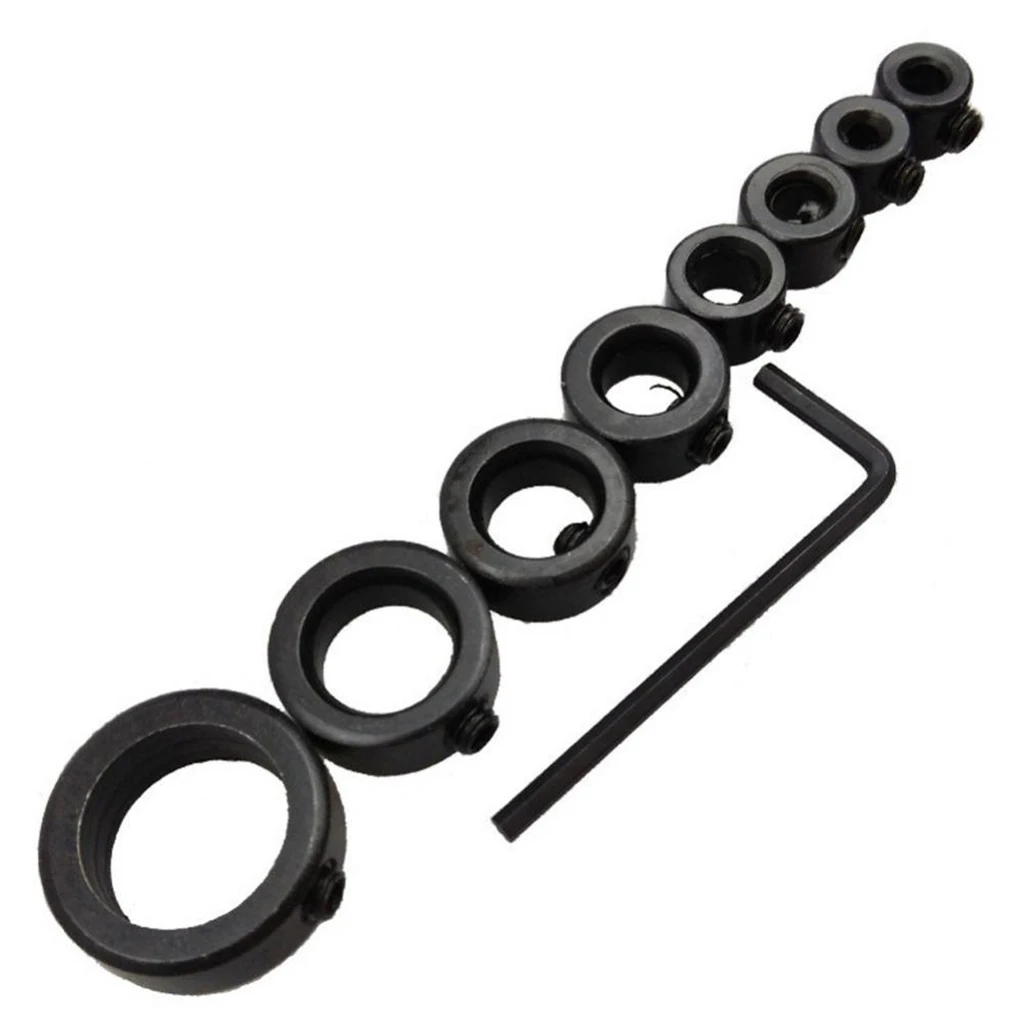 Setscrew Type Shaft Chuck Depth Stop Collar Kit Hex Wrench for Wood Drilling and Metalworking