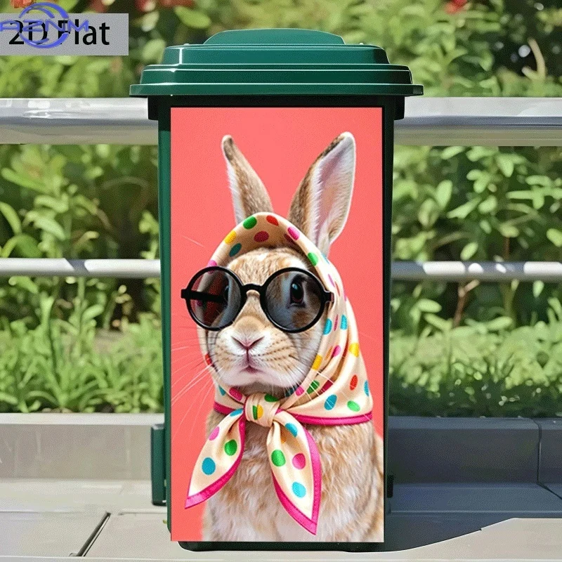 Garden Garbage Dustbin 2D Printed Pattern Decal Attractive Ornament for Home Trash Can