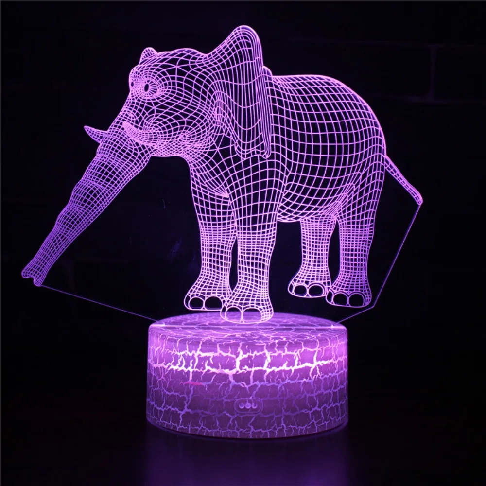 Lampada da comodino da tavolo a Led con luce notturna 3D elefante per la decorazione della camera da letto luci che cambiano colore regalo di natale di compleanno per bambini