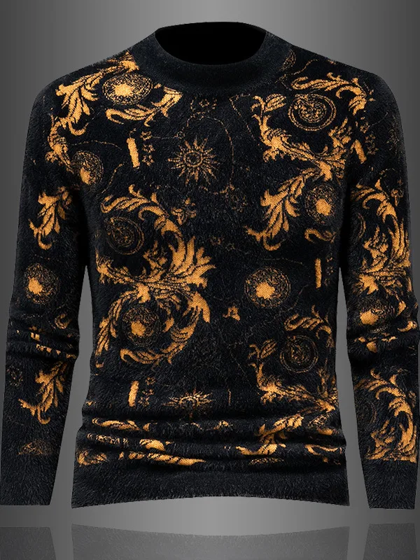 

Men's round Ne Water Rabbit Velvet Sweater Thiened Warm Faionable Knitted Base irt Winter Season Casual Wear