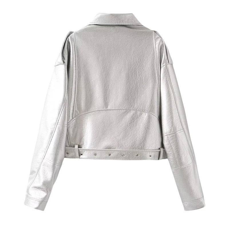 KEYANKETIAN 2025 Autumn New Women's With Belt Decoration Artificial leather Jacket Street style Asymmetrical Zipper Blazer Top