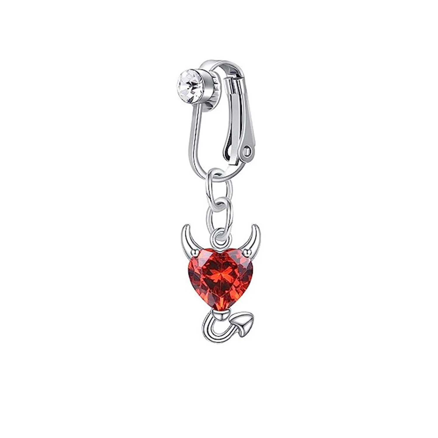 1Pcs 14G Stainless Steel Heart Navel Belly Button Rings Women Fashion Belly Button Ring Fake Piercing Body Jewelry Red