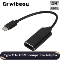 Grwibeou Type-C to HDMI-compatible Cable Ultra HD 4k USB C to HDMI Cable Adapter Converter for MacBook Chromebook Samsung S8 S9