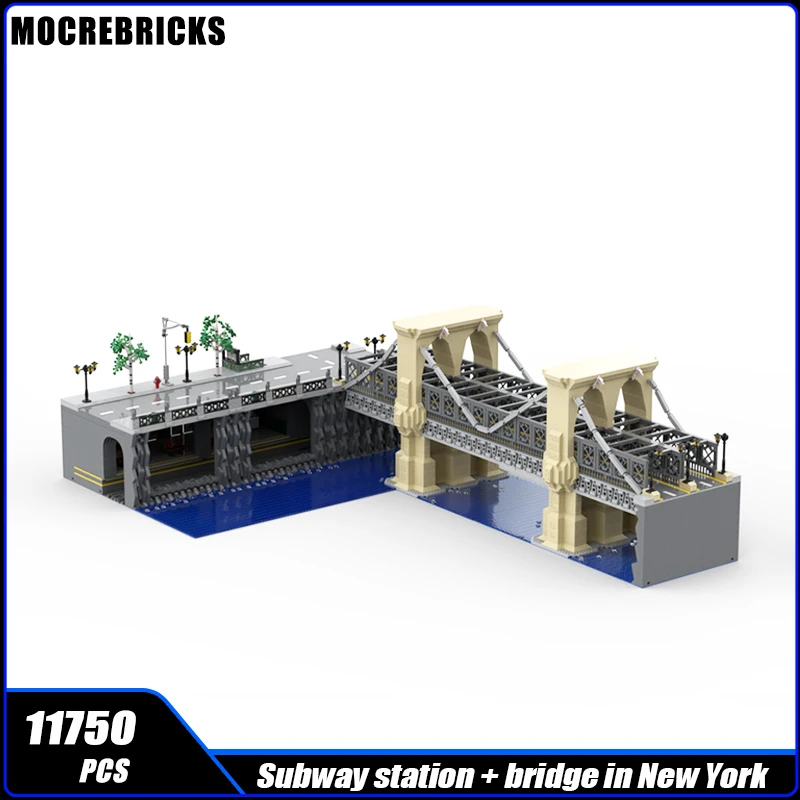 MOC-155751City Railway Subway Station + Bridge In New York Building Model Building Block  Assemble Brick Toy Gifts