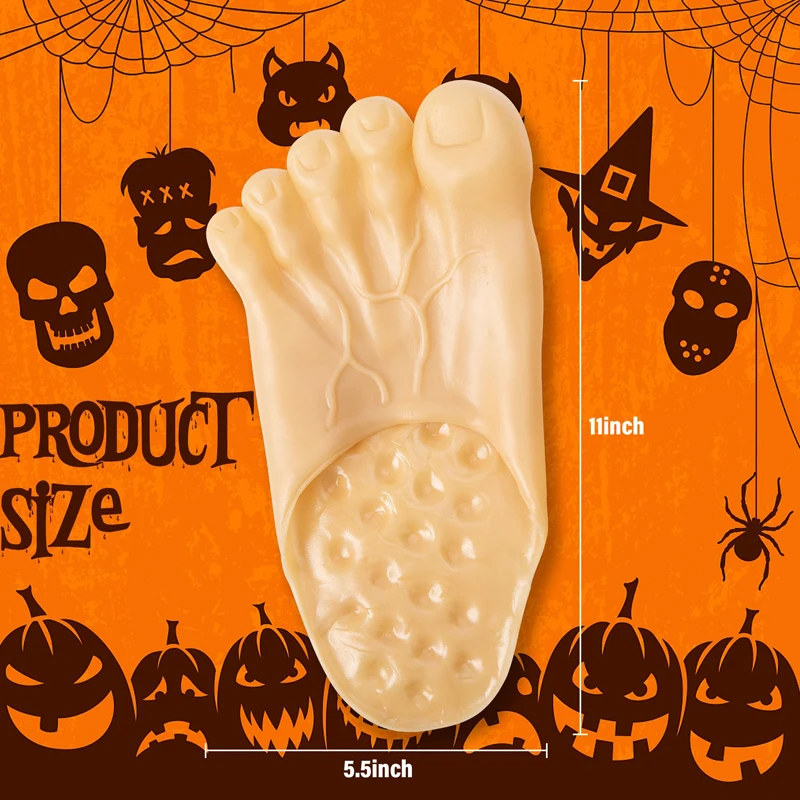 زوج واحد من شباشب الهالوين الممتعة حافي القدمين - أغطية أحذية قدم كبيرة واقعية - لإكسسوارات لعب الأدوار العائلية