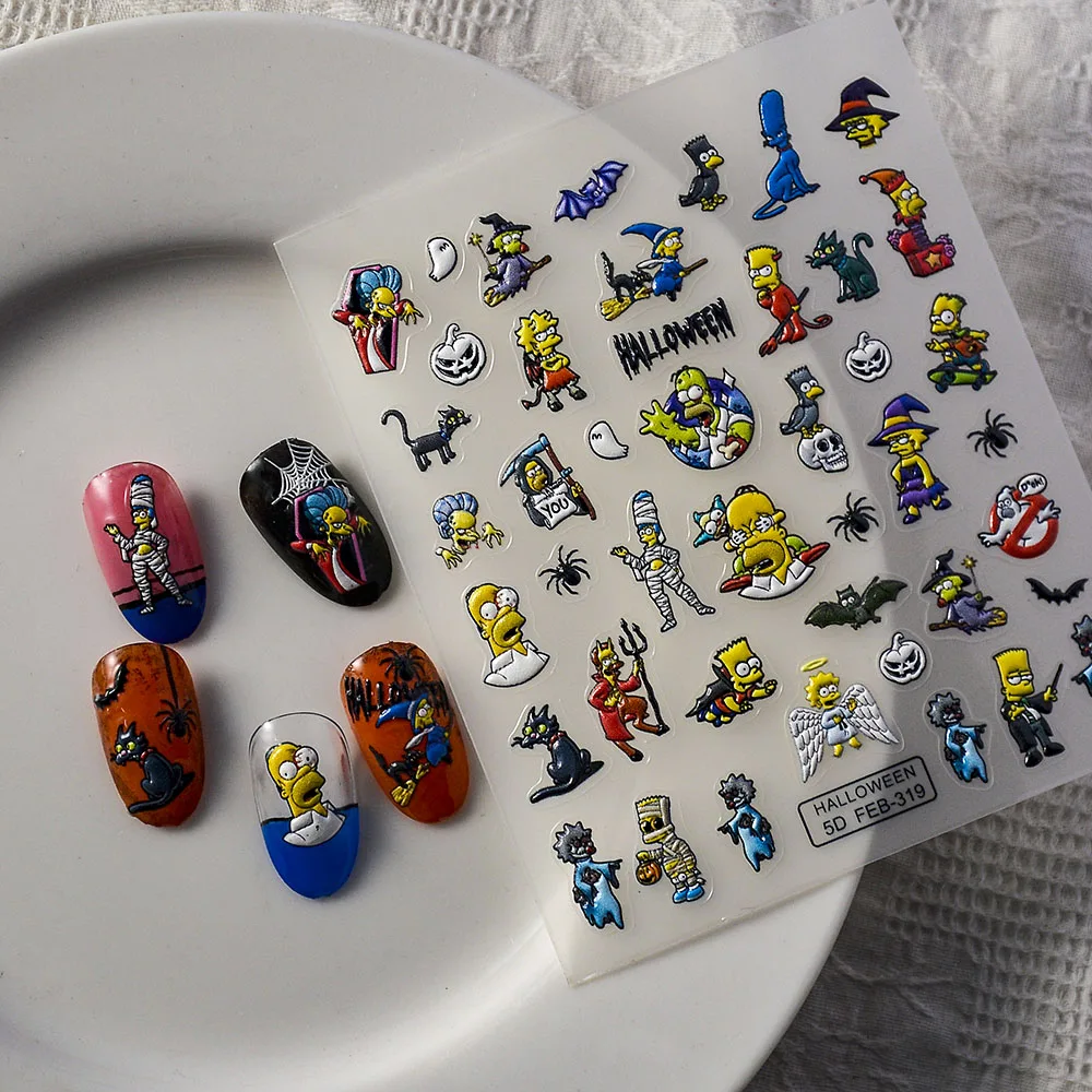 Pegatinas de uñas en relieve 5D de Anime de Disney, calcomanías de animales de dibujos animados para uñas, suministros para uñas, manicura