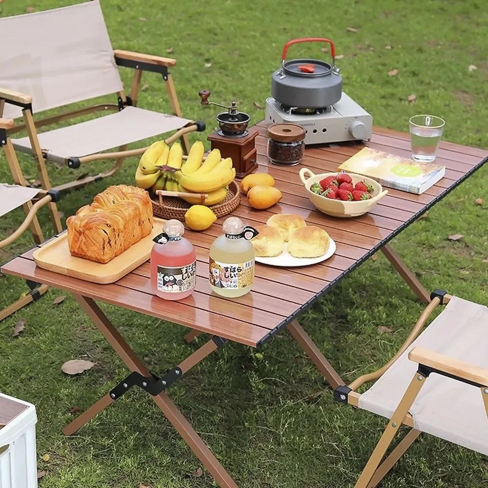 

Portable roll-top camping table, 47.3" x 23.2" x 17.7" with carrying case