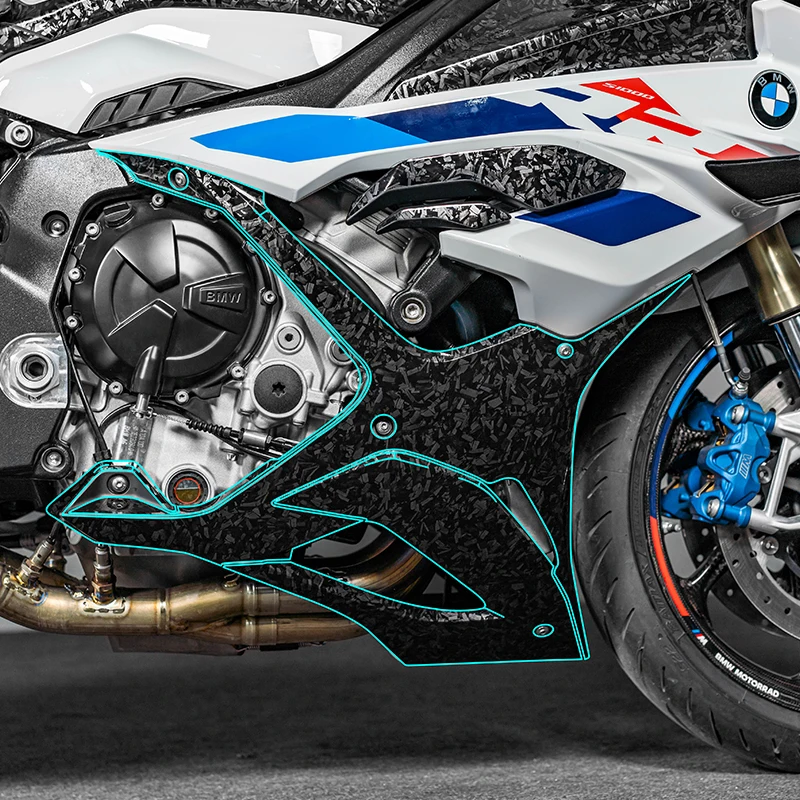 ใช้สำหรับ BMW S1000RR M 2023ปีชุดสติกเกอร์แฟริ่งคาร์บอนไฟเบอร์สำหรับตกแต่งบริเวณสีของรถจักรยานยนต์