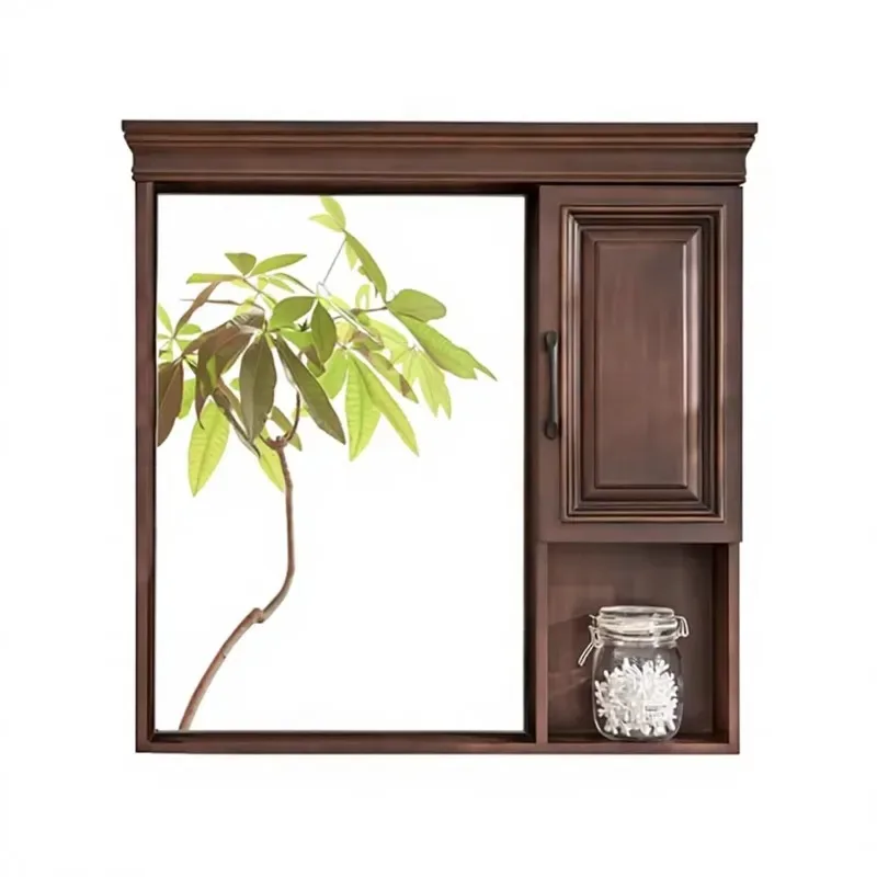 Wall Mounted Bathroom Mirror Cabinet with Side Storage Rack Modern Functional MDF Plywood Vanity Cupboard Above Sink