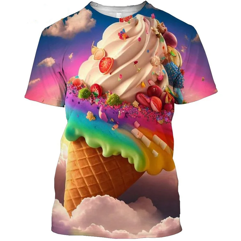 

Creative Ice Cream 3d Print T-shirt For Men Hot Sale Fashion Women Short Sleeved Tees Tops Pullover Round Neck Summer T Shirt