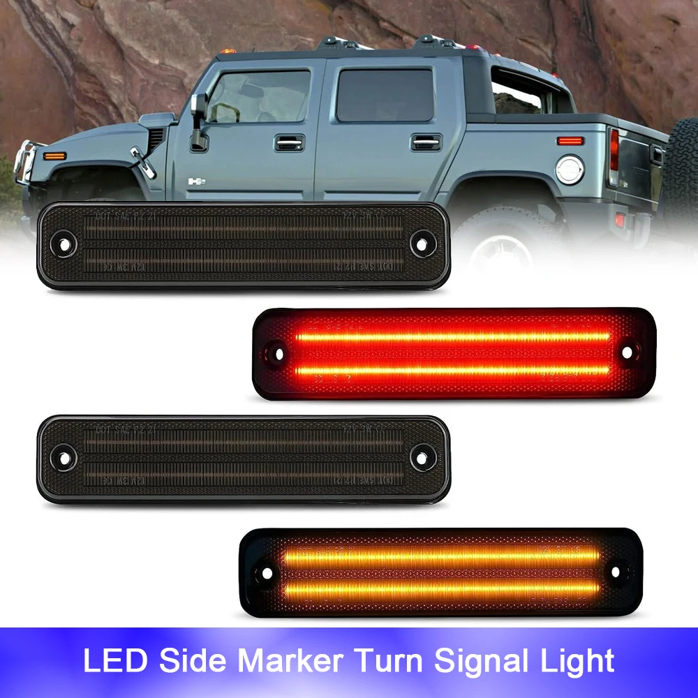 

4pcs LED Front Rear Side Marker Indicator Lights Canbus For 2003-2009 Hummer H2 Car Styling Turn Signal Fender OEM#25952319