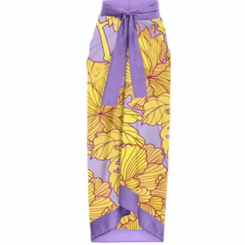 Nuevo traje de baño de una pieza con estampado Retro francés para mujer, traje de baño de dos piezas con vestido de playa para vacaciones de aguas termales
