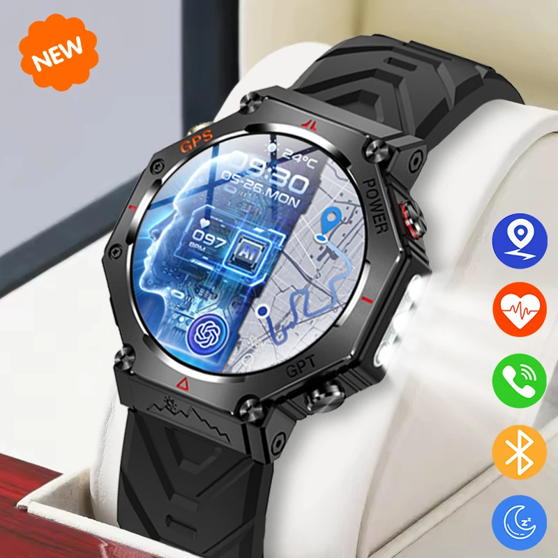 

2025 новые военные умные мужские часы со встроенным GPS-высотомером, водонепроницаемые спортивные умные часы, мужские часы с поддержкой голосовых звонков