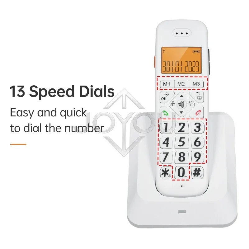 

Bisofice Expandable Cordless Phone 1.8inch LCD 3 Lines Display Support 5 Handsets 13 Shortcut Keys Call Block for Home Office