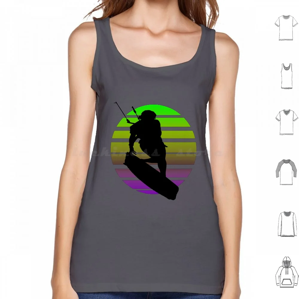 Kitesurfers Freestyle Kite Girl Silhouette Retro Sunset Tank Tops Vest Sleeveless Kitesurf Kitesurfing Kitesurfer Kitesurfing