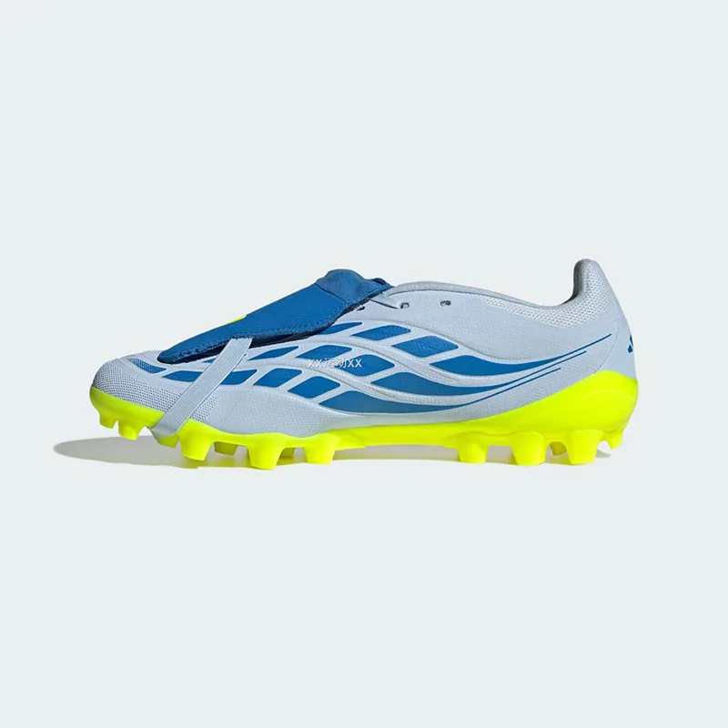 Popular Adidas JS0345 Unisex AG Firm Ground Soccer Cleats Crystal Blue Light Blue Bright Yellow Fluorescent Football Boots