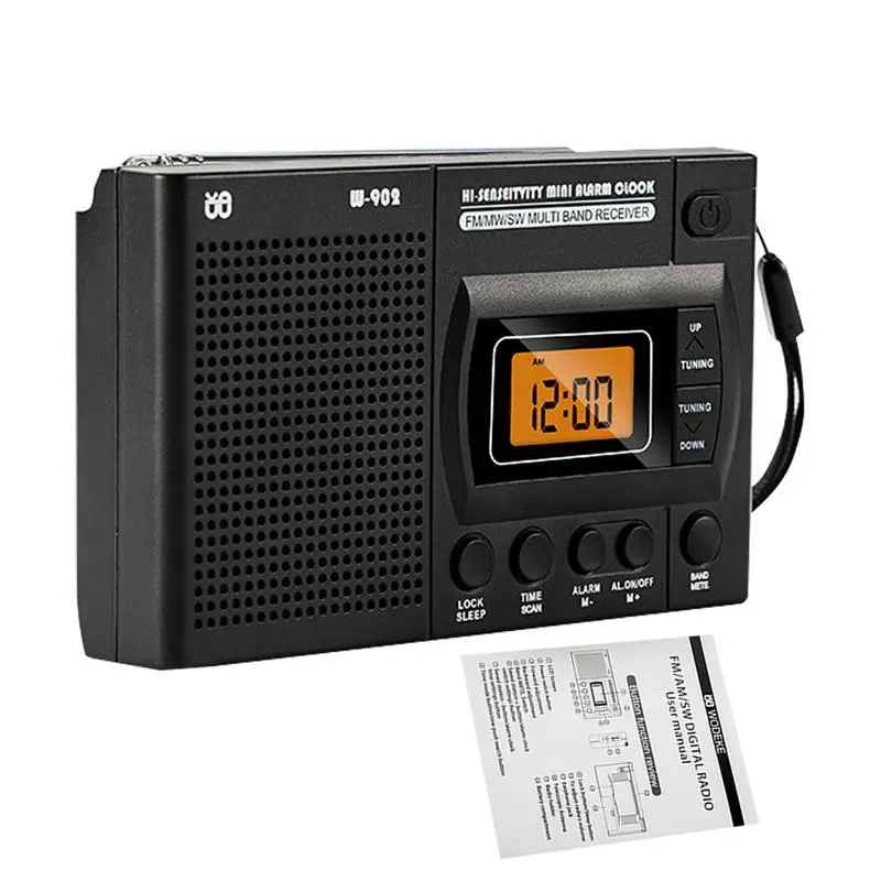 

AM/FM двойной будильник радио портативное радио DSP чип защиты от помех 4-секционная телескопическая антенна FM и AM радио чистый звук