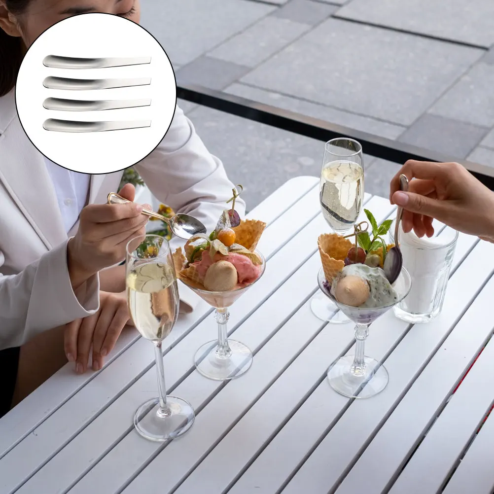 

4pcs Stainless Steel Egg Spoons Kitchen Breakfast 10 7X1 5cm Easy Clean Compact SilverwareSpoons