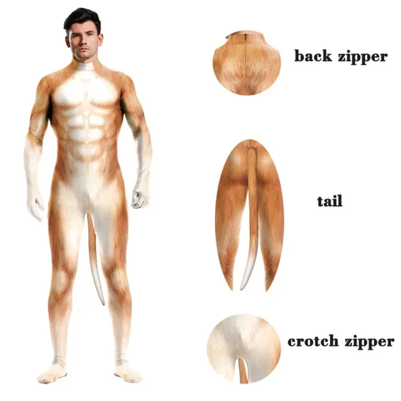 Sky03 ปาร์ตี้ฮาโลวีนตลกชุดคอสเพลย์สัตว์หมาป่า 3D พิมพ์บอดี้สูท Zentai เต็มรูปแบบพร้อม jumpsuits หาง catsuits55Hu %