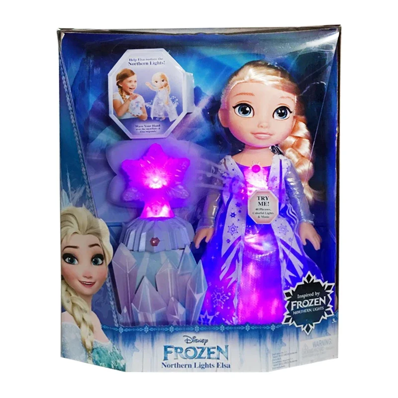 Disney Frozen Elsa Anna Princess Olaf Bell Microphone Smart Singing Lights Cute Doll Kids Toys Anime Figure Toys for Girls Gifts