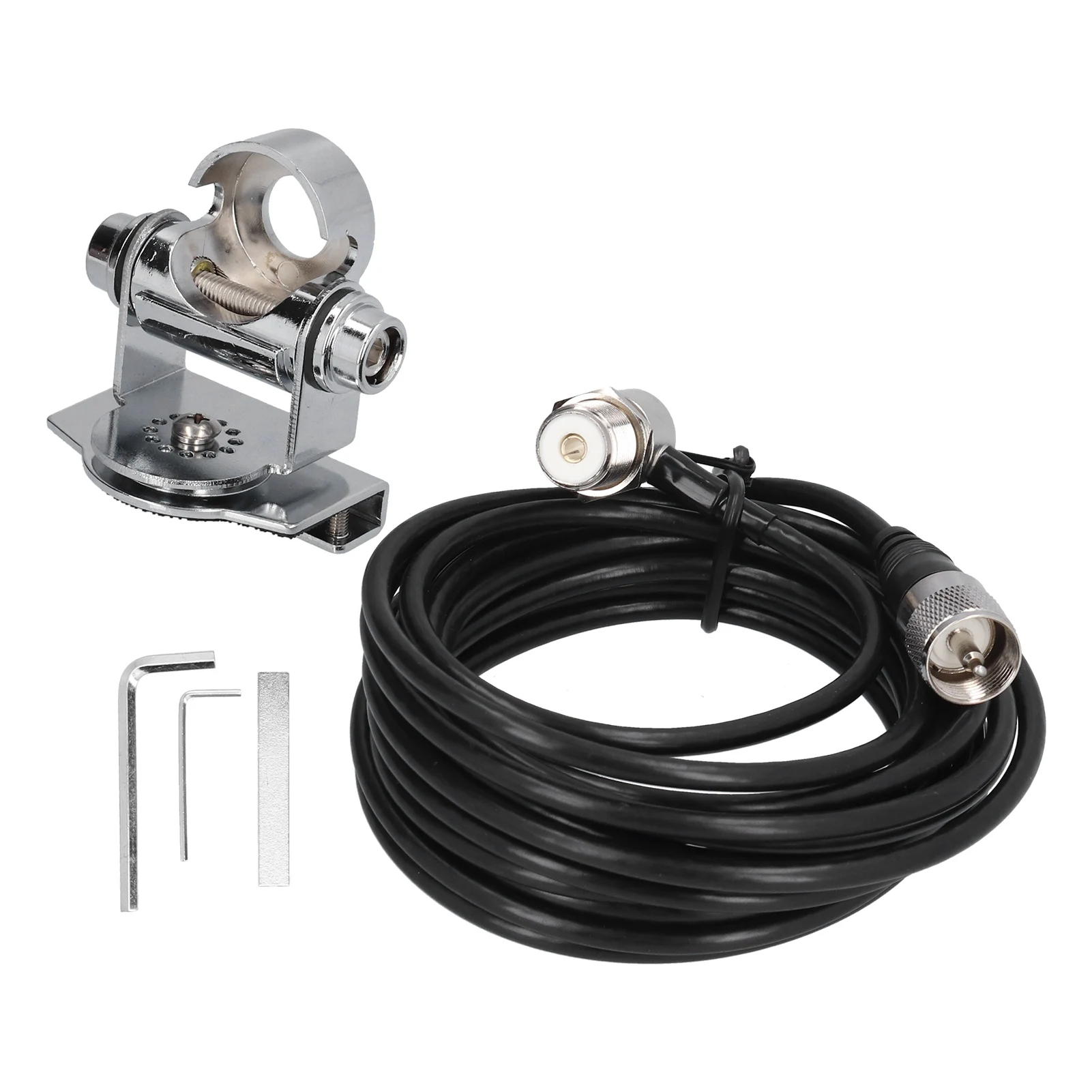Adjustable Stainless Steel Antenna Mount Bracket No Drill Trunk Lid with Protection Pad PL259 for Car