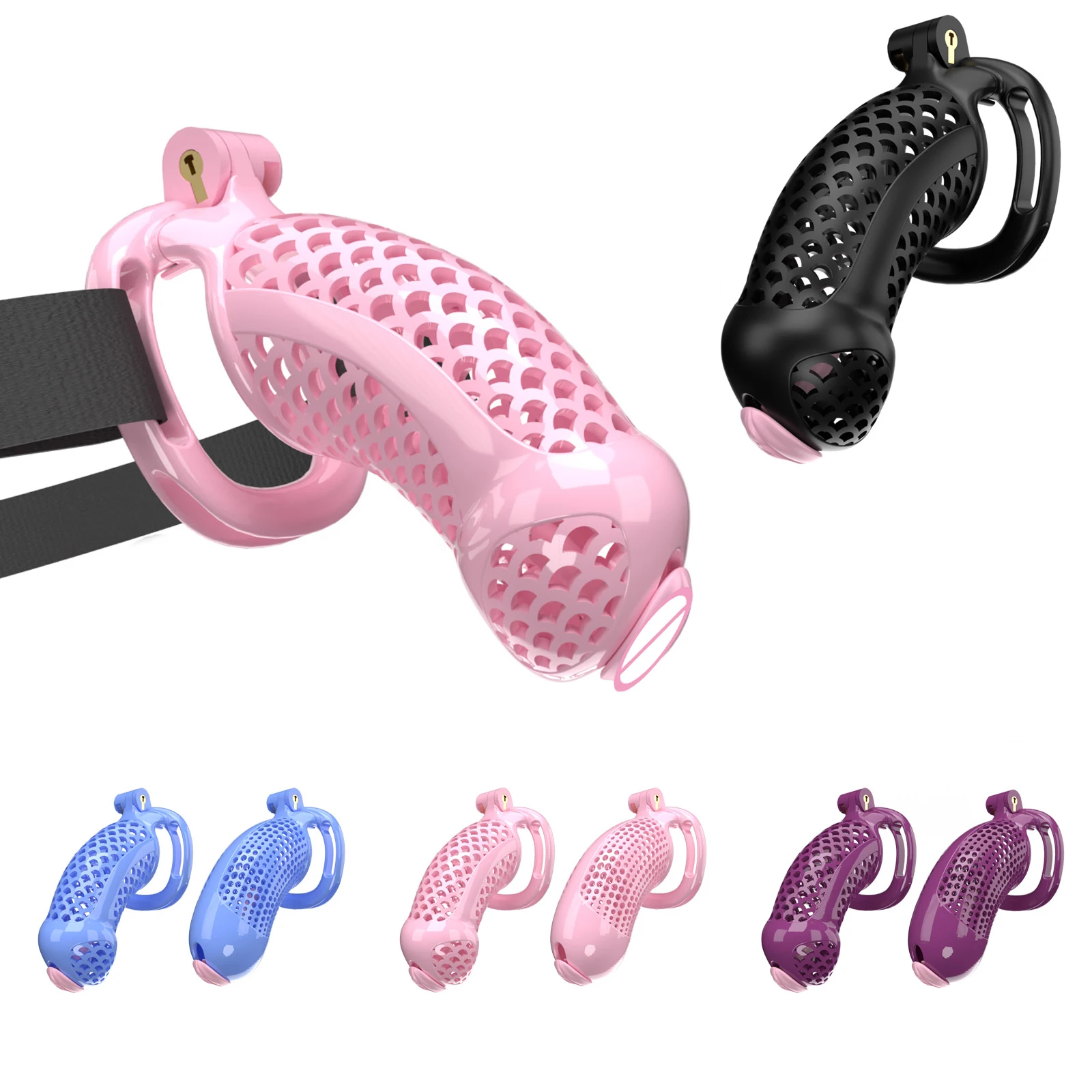 New BDSM Toys Male Chastity Device Lightweight Chastity Cage for Men, Plastic Cock Penis Lock Pink Large, Adult Gay Sex Toys18+