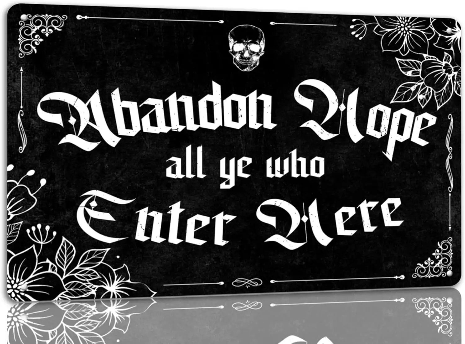 Abandon Hope All Ye Who Enter Here Tin Sign Halloween Metal Sign Vintage Halloween Witch Decor Signs Gothic Halloween Decor sign