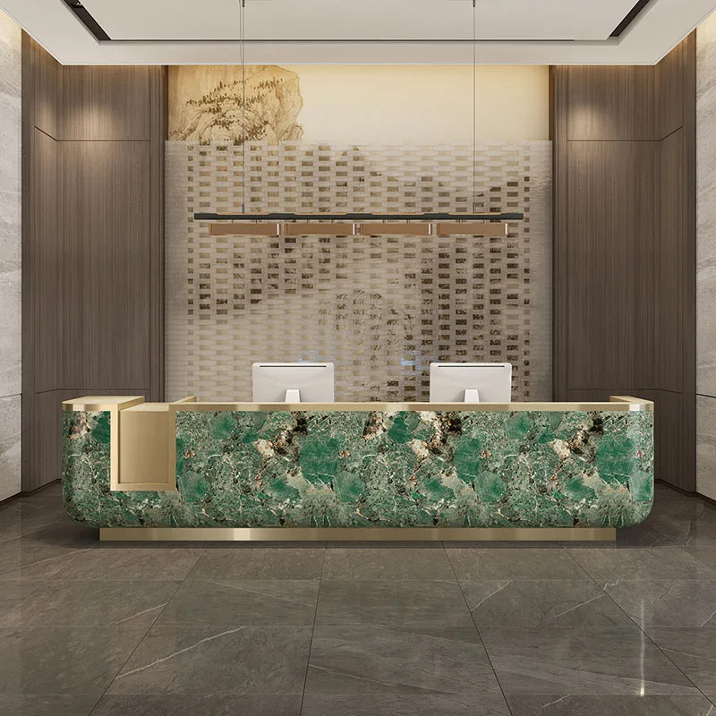 

Customized Aesthetic Desk Table Luxury European Exquisite Glamour Reception Desk Beauty Simple Kassen Theke Office Furniture