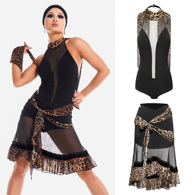 

2025 сексуальный костюм для соревнований по латинским танцам, женская одежда для латинских танцев чача, сетчатый топ для латинских танцев, юбка, одежда для выступлений на сцене 12403