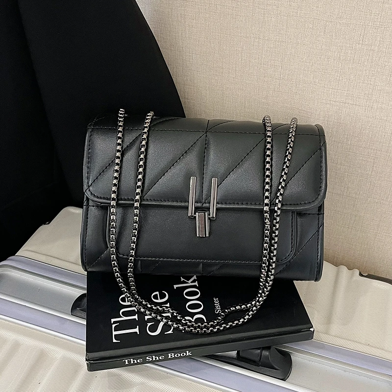 

Роскошная модная женская сумка через плечо из искусственной кожи, однотонная, стеганая, с цепочкой, для повседневного использования и поездок на работу