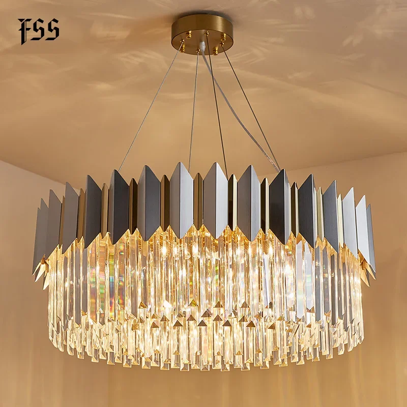 

FSS Modern Crystal Chandelier Lighting Luxury Chrome Hanging Led Lamp Dining Room Suspension LED Lustres De Cristal Indoor