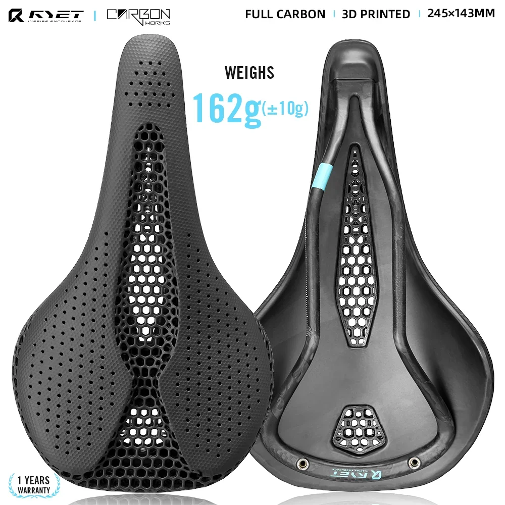 

RYET 3D Printed 143mm Full Carbon Bike Saddle Soft 164g 7x9mm Carbon Bicycle Seat MTB Gravel Road Saddle Bike Accessories