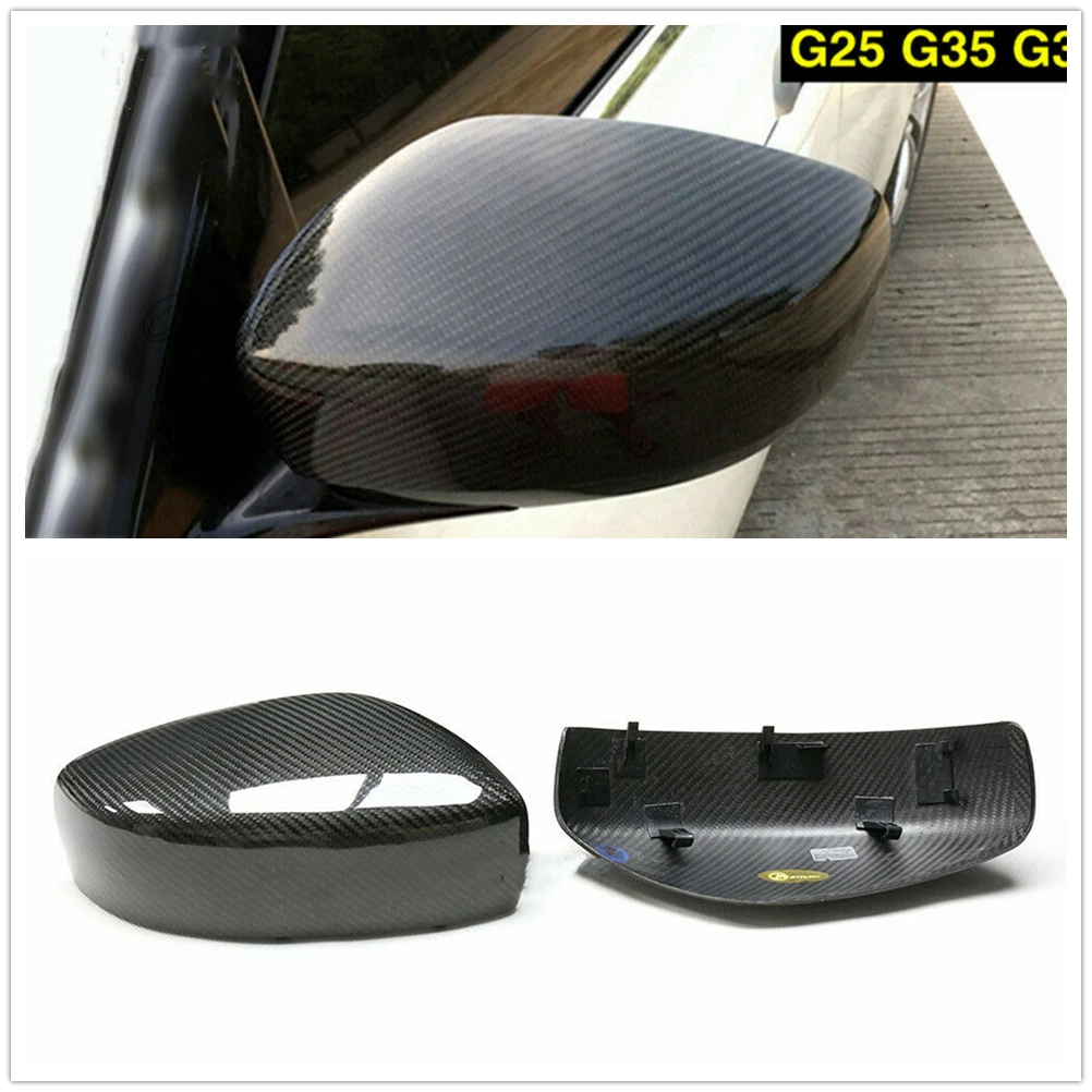 

Real Carbon Fiber Mirror Cover For Infiniti G35 G37 G25 Q60 2009-2014 Replacement Exterior Rear View Caps Rearview Shell Clip On