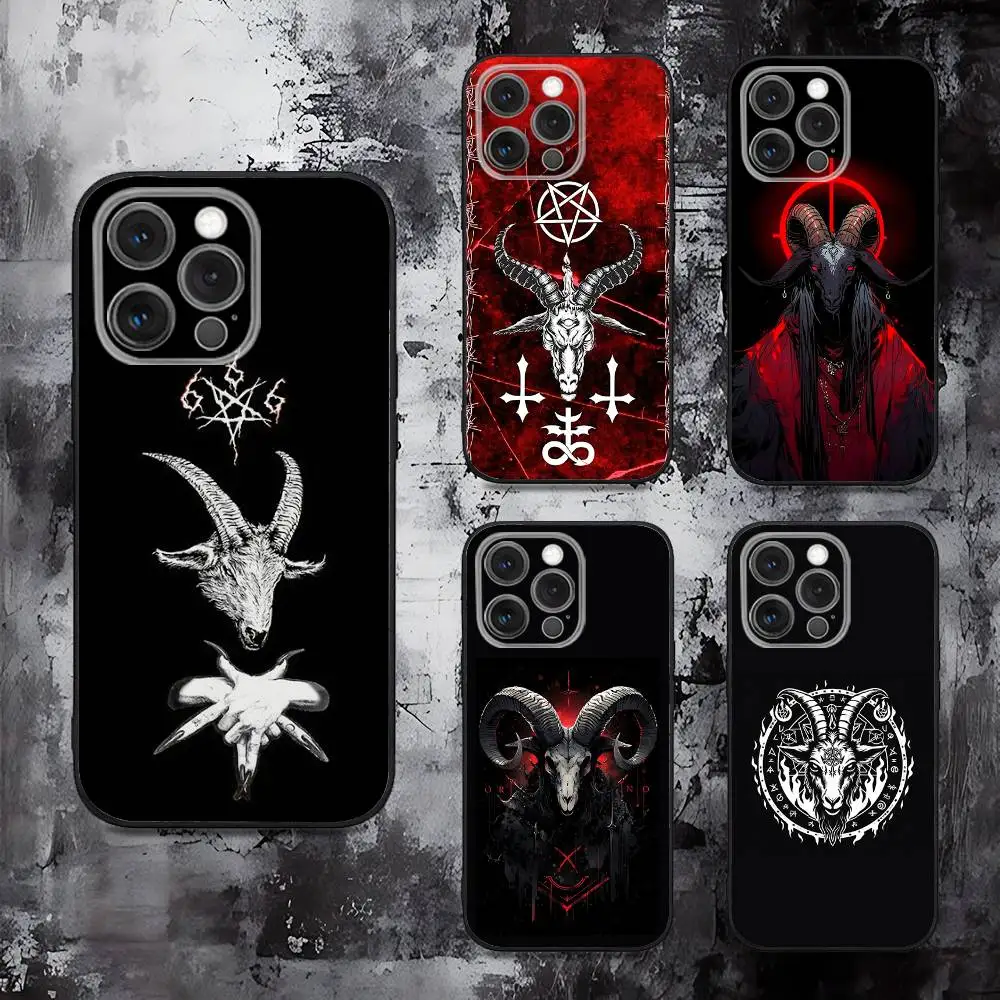 

Satanic Goat Satan Devil Phone Case For iPhone 16,15,14,13,12,11,Pro,Max,Plus,X,XS,SE,E,Mini,Soft Silicone Black Case