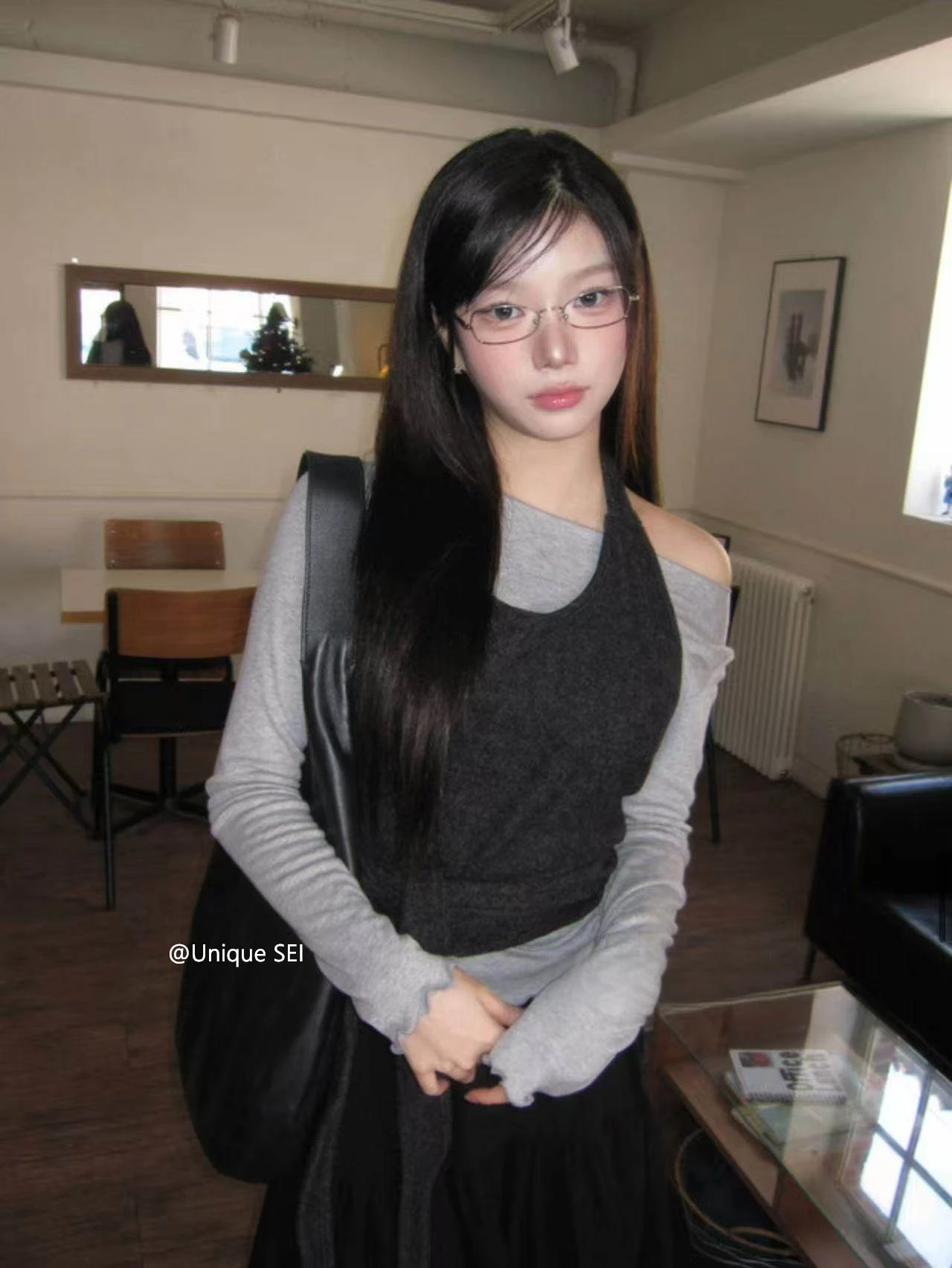 Korean Style Slim Fit Long Sleeve Fleece Lined T-Shirt with Belt Tie Layering Light Semi-Transparent Spring Women's Top
