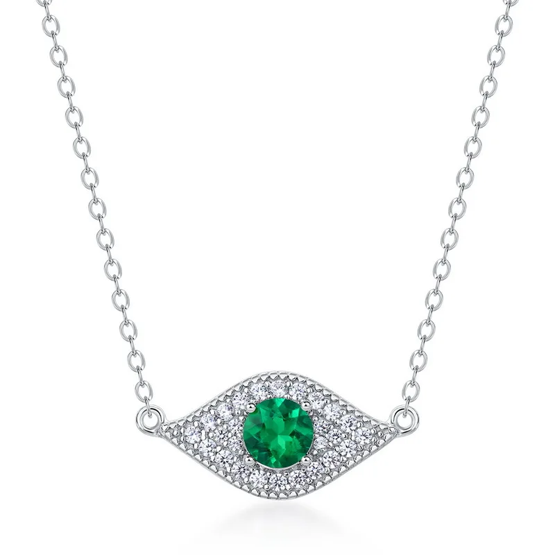 Luxury Evil Eye Emerald Pendant Necklace for Women Iced Out Green Crystal Choker Amulet Lucky Charm Boho Aesthetic Jewelry Gift
