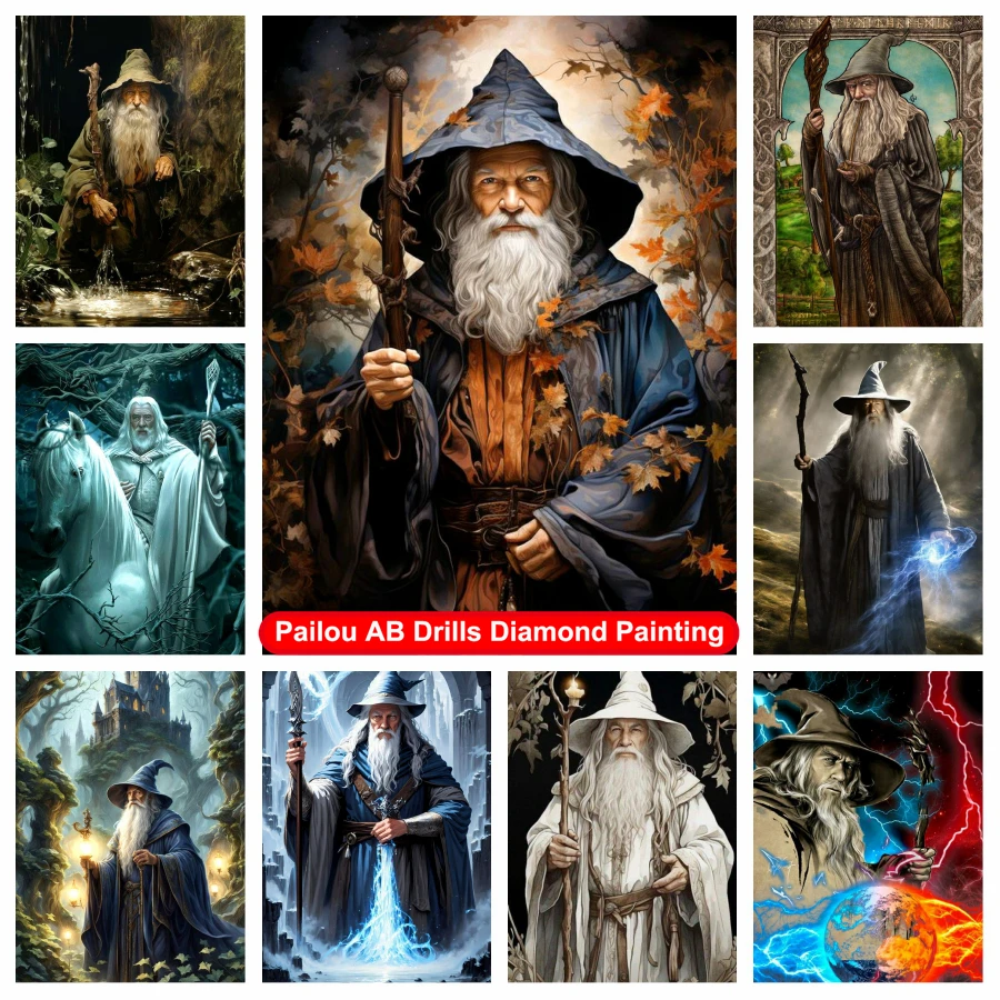 

Fantasy Older Male Wizards Gallery Of Heroes AB Drills Diamond Art Painting Ancient Elf Full Cross Stitch Mosaic Home Decor