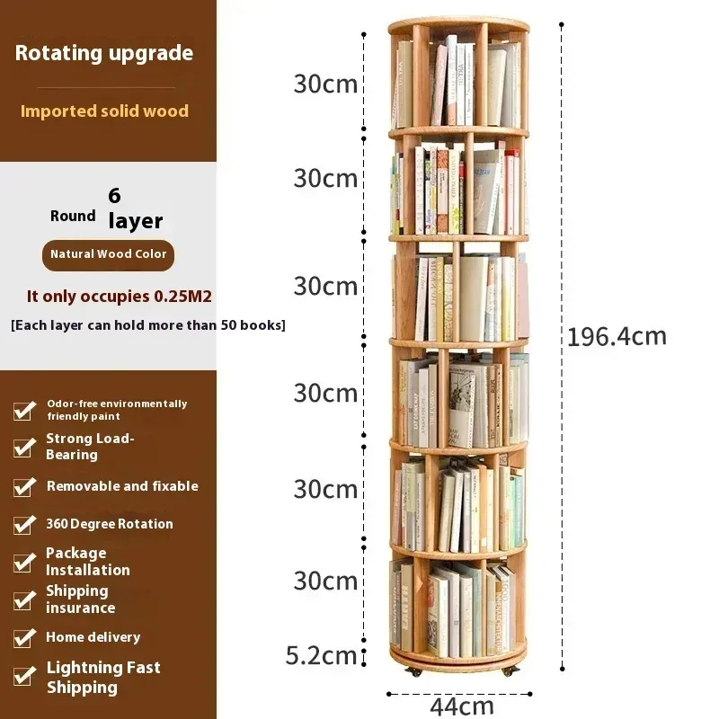 Vintage Rotating Bookcase: Compact Wooden Miniature House Display