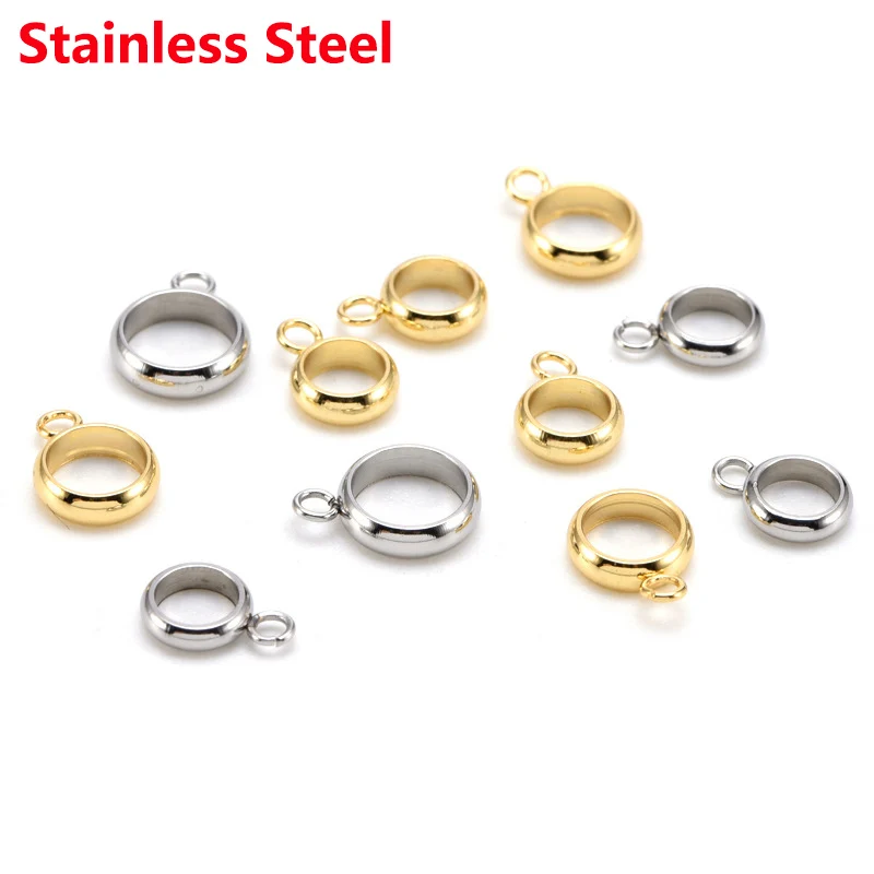 20PCS Stainless Steel Spacer Loose Bead with Circle Spacer Stopper Rondelle Charm Beads For DIY Bracelet Necklace Jewelry Making