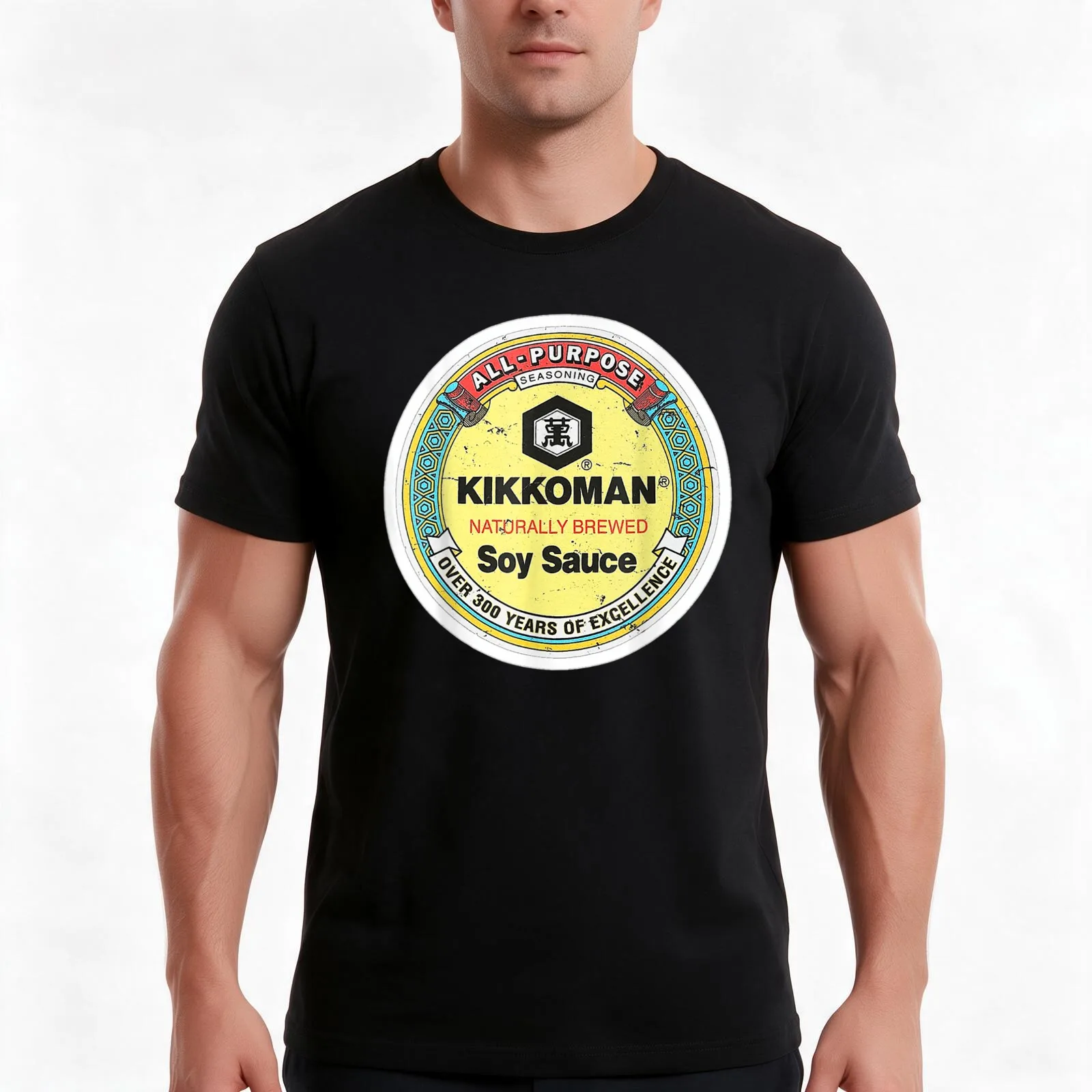 Soy Sauce Kikkoman T-Shirt, Summer Casual Cotton Tee, Oversized Streetwear Tops, Vintage Graphic Print, Loose Fit Short Sleeve