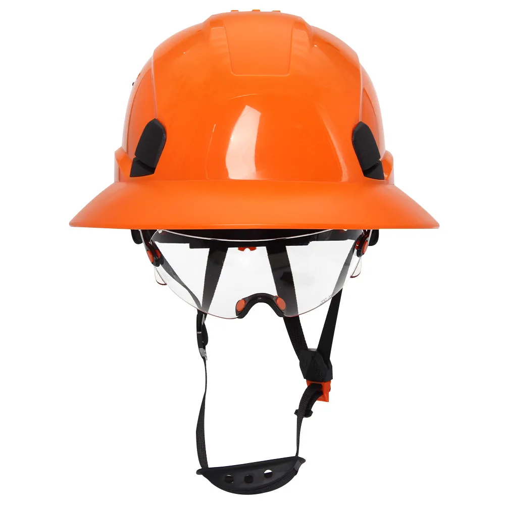 Full Brim Safety Helmet with Goggles Reflective Stickers Construction Hard Hat Protective Working Riding Climbing Rescue Cap