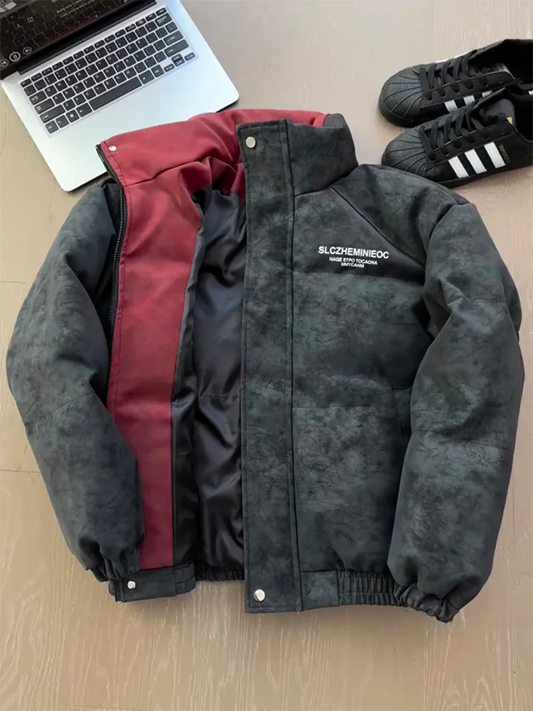 

Мужское зимнее хлопковое пальто из искусственной кожи, окрашенное в американском стиле, не пухлый хлеб, высококачественное цветное хлопковое пальто с воротником, уникальное...