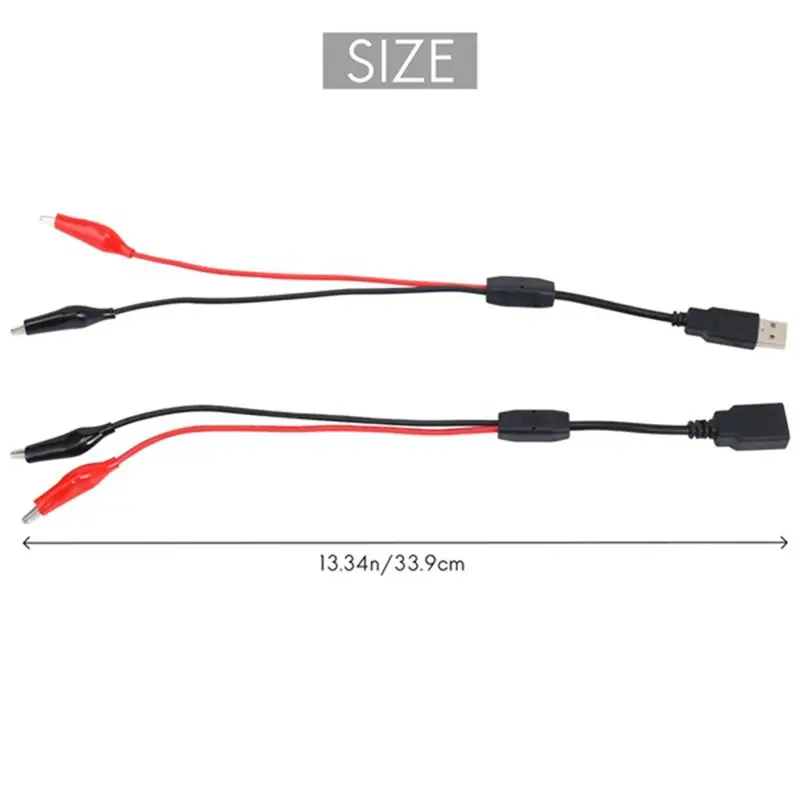 A64I 2Pcs USB Alligator Clips Crocodile Wire Male/Female To USB Tester Detector DC Voltage Meter Ammeter Capacity Power Meter
