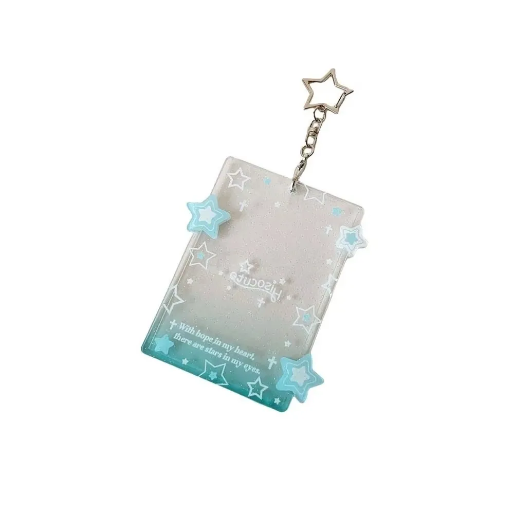 Transparent Card Holder Keychain Attached Star Design ID Card Holders Polarized Photo Compatible Pendant Card Case