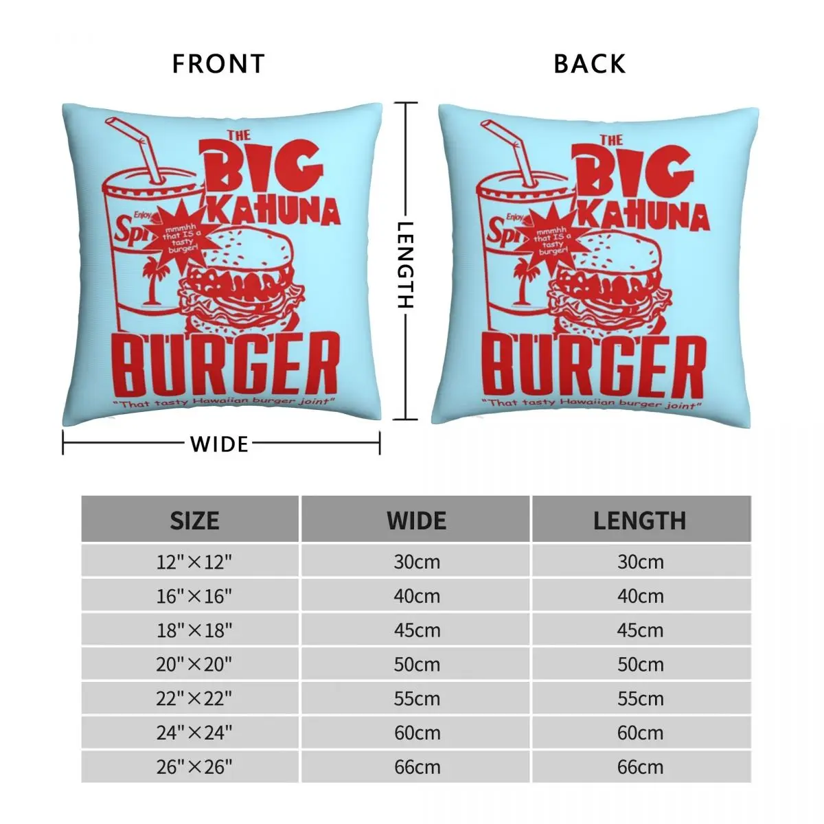 The Big Kahuna Burger Square Pillowcase Polyester Linen Velvet Creative Zip Decor Throw Pillow Case Home Cushion Case