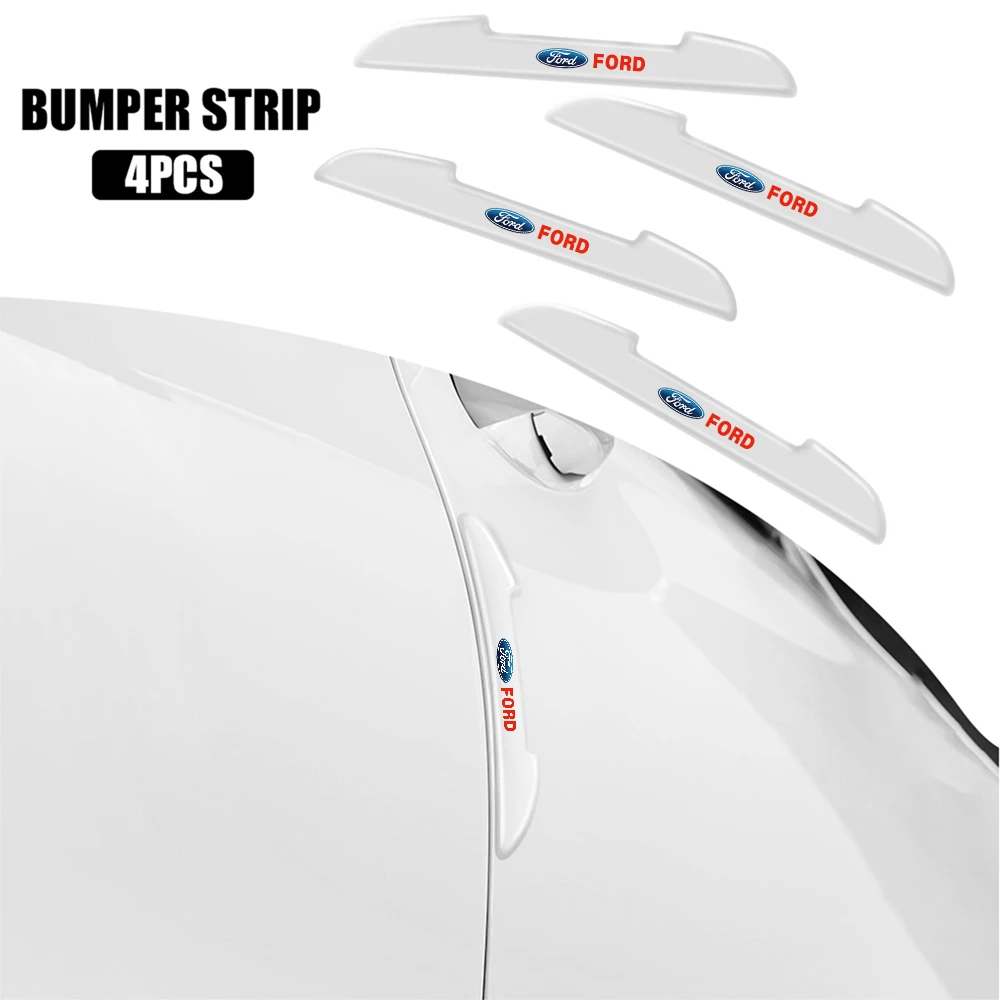 4pcs For Ford Focus Mustang Mk3 Ranger Mondeo Mk4 Transparent Car Logo Door Anti-Collision Strip Bumper Guard Protector Sticker