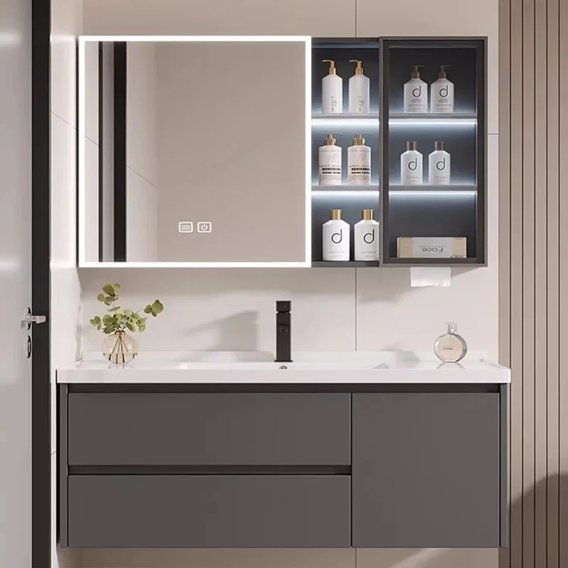 Drawer Cabinet Mirror Bathroom Kit Mirrors Storage Double Washbasin Wall Multifunction Meuble De Rangement Furniture Design